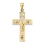 14K Textured Swirl Design Crucifix Charm - Image 4