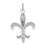 14k White Gold Hollow Fleur De Lis Charm - Image 3