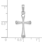 14K White Gold Polished Beveled Tip Cross Charm - Image 3