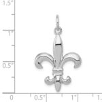 14k White Gold Solid Polished 3-D Fleur de Lis Charm - Image 4