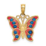 14K Red and Blue Enameled Filigree Butterfly Charm - Image 4