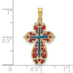14K Blue and Red Enameled Cross Charm - Image 3