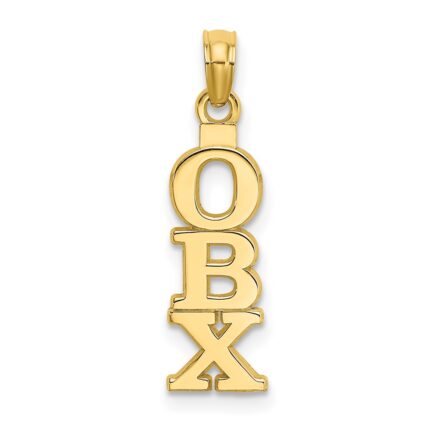 14K Polished OBX (Outer Banks) Vertical Charm
