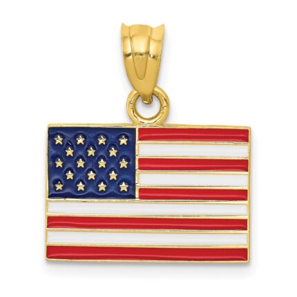 14k Enameled UNITED STATES Flag Pendant