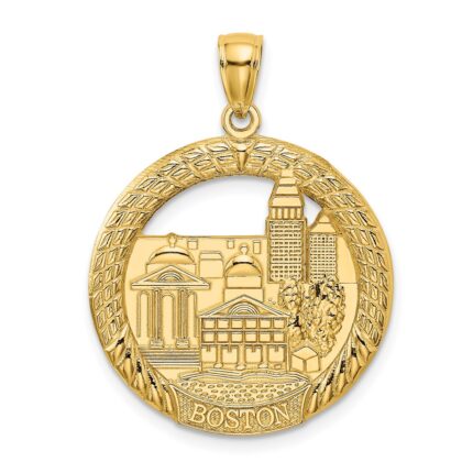 14K BOSTON Town Scene Round Charm