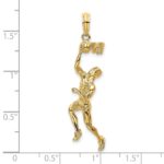 14K 3-D Basketball Player with Ball and Partial Hoop Charm - Image 3