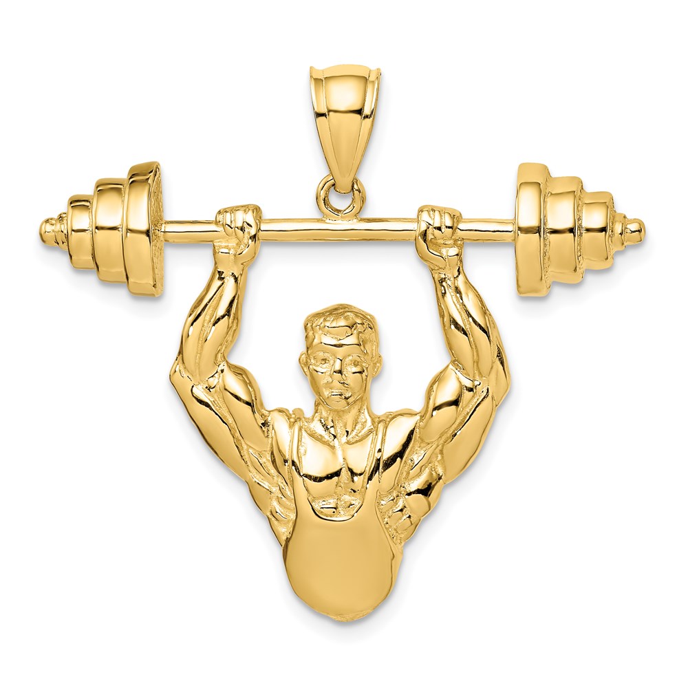 K8764.jpg 14K Bodybuilder Waist Up with Barbell Pendant - Image 1