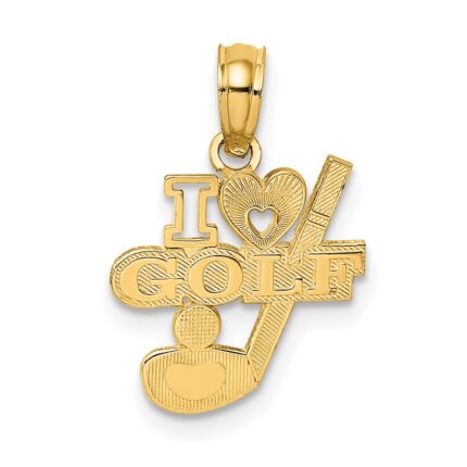 14K I HEART GOLF Club and Ball Charm