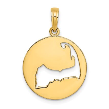 14K Polished Cut-Out CAPE COD Map Charm