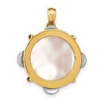 14K Two-tone 3-D Tambourine with Moveable Jingles Mother of Pearl Charm