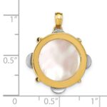 14K Two-tone 3-D Tambourine with Moveable Jingles Mother of Pearl Charm - Image 3