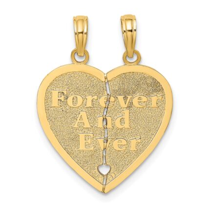 14k Reversible FOREVER AND EVER/FRIENDS 2-Piece Break-Apart Heart Charm
