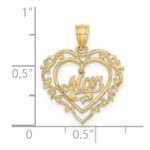 14K Polished MOM Dangle in Fancy Heart Pendant - Image 3