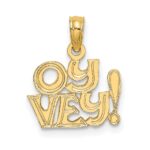 14K Polished and Textured OY VEY Charm