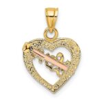 14k Yellow and Rose Gold with White Rhodium LOVE Heart with Arrow Charm - Image 4