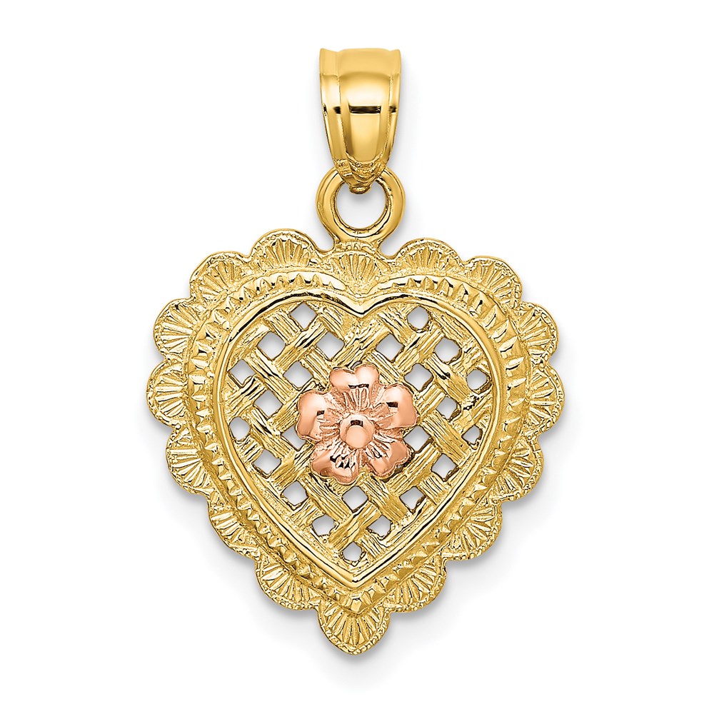 K8982.jpg 14k Yellow and Rose Gold Flower In Heart Basket Charm - Image 1