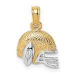 14k and White Rhodium Football Helmet with Ball Charm