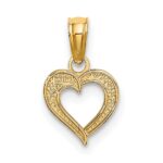 14k with White Rhodium Textured Mini Heart Charm - Image 4