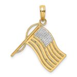 14k and White Rhodium American Flag Charm