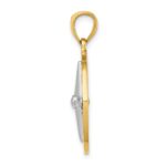 14K Nautical Compass with White Gold Needle Charm - Image 2