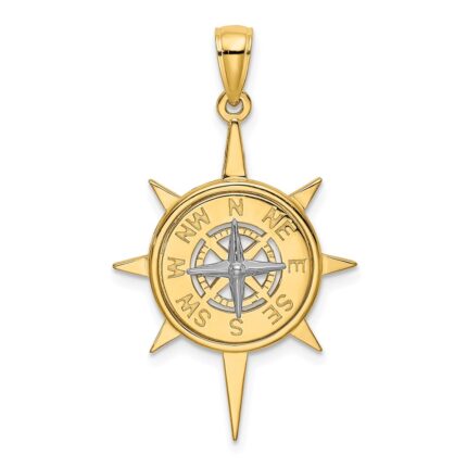 14K Two-Tone Star with Nautical Compass Charm