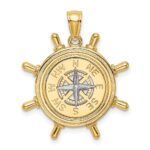 14K Two-tone Ships Wheel with Nautical Compass Charm