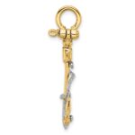 14K Two-tone 3-D Textured Anchor with Rope and Shackle Bail Charm - Image 2