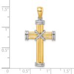 14K Two-tone Polished -X- Center Cross Charm - Image 3