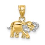 14k and White Rhodium Small Elephant Charm