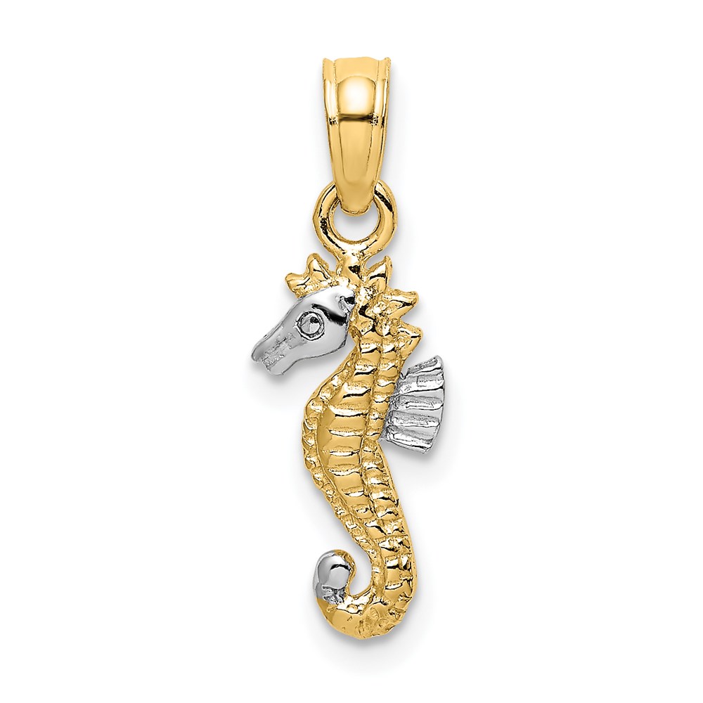 K9037.jpg 14K with White Rhodium Mini Seahorse Charm - Image 1