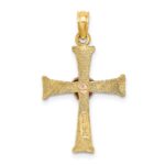 14k Two-Tone Textured Finish Cross with Heart Charm - Image 4