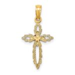 14k Two-Tone Cross with Cut-Out Flower Charm - Image 4