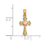 14k Two-Tone Cross with Heart Charm - Image 2