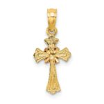 14k Two-Tone Cross with Small Flower Charm - Image 4