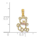 14k Two-Tone Cut-out Teddy Bear with Bow Tie Charm - Image 3