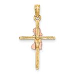 14K Two-Tone 2-D Girl On Cross Charm - Image 4