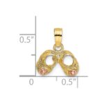 14k Two-Tone 3-D Baby Booties with Teddy Bear Charm - Image 3