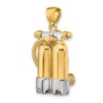 14K and White Rhodium 3-D Double Scuba Tanks with Air Hose Charm - Image 5