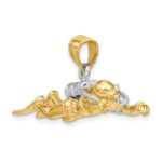 14K and White Rhodium 3-D Male Scuba Diver Charm - Image 5