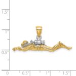14K and White Rhodium 3-D Male Scuba Diver Charm - Image 3
