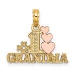 14k Two-Tone #1 GRANDMA with Three Hearts Charm
