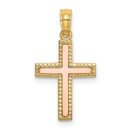 14k Two-tone Polished Cross Charm