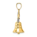14k and White Rhodium 3-D Liberty Bell with Moveable Clapper and Eagle Top Charm - Image 2