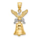 14k and White Rhodium 3-D Liberty Bell with Moveable Clapper and Eagle Top Charm - Image 4