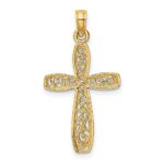 14k and White Rhodium Filigree Cross Charm - Image 4