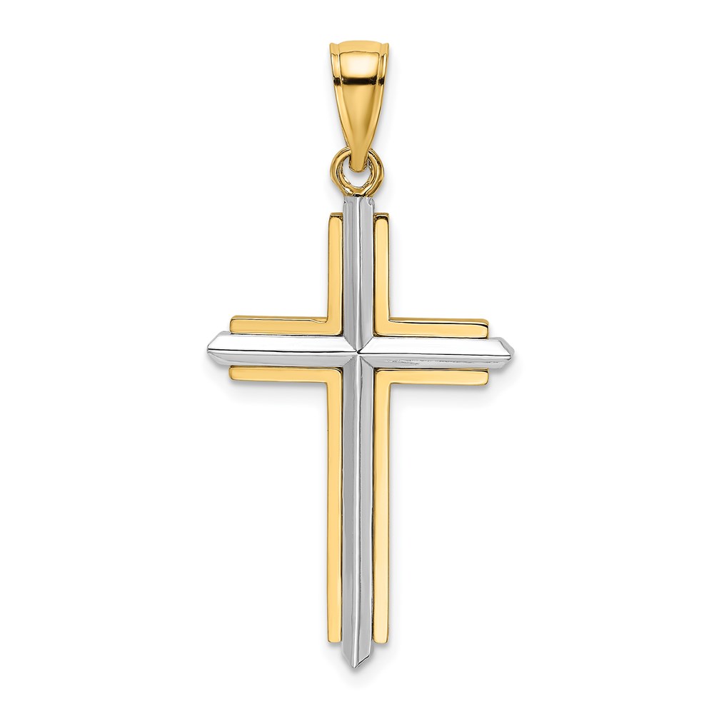 K9151.jpg 14K Two-tone Polished Cross Charm - Image 1