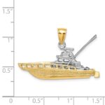 14k Two-tone Textured 3-D Offshore Sportfishing Boat Charm - Image 3