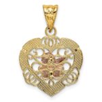 14K Two-tone with White Rhodium Angel In Heart Charm - Image 4