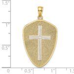 14K with White Rhodium Cross Shield with Joshua 1:9 On Reverse Charm - Image 3