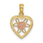 14k Two-Tone Flower in Heart Charm